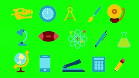 Set Of Animated School Objects Isolated On Background