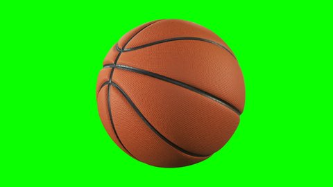 Set of 3 Videos. Beautiful Basketball Ball Rotating in Slow Motion on Green Screen. Looped Basketball 3d Animation of Spinning Ball. 4k UHD 3840x2160.