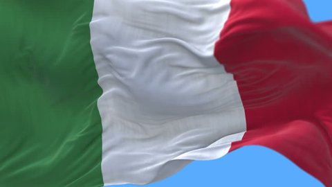 4k seamless Close up of Italy flag slow waving with visible wrinkles.A fully digital rendering,The animation loops at 20 seconds.flag 3D animation with alpha channel included. cg_06298_4k