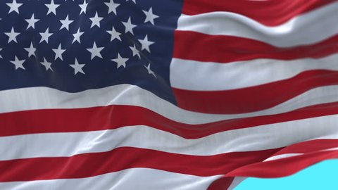 seamless American Flag Slow Waving with visible wrinkles.Close up of UNITED STATES flag.usa,A fully digital rendering,The animation loops at 20 seconds.3D animation with alpha channel. cg_06287_4k