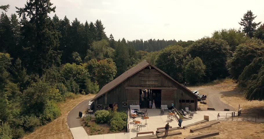 4k Drone footage of Barn in Oregon at golden hour. Rustic barn in the beautiful countryside of Oregon.