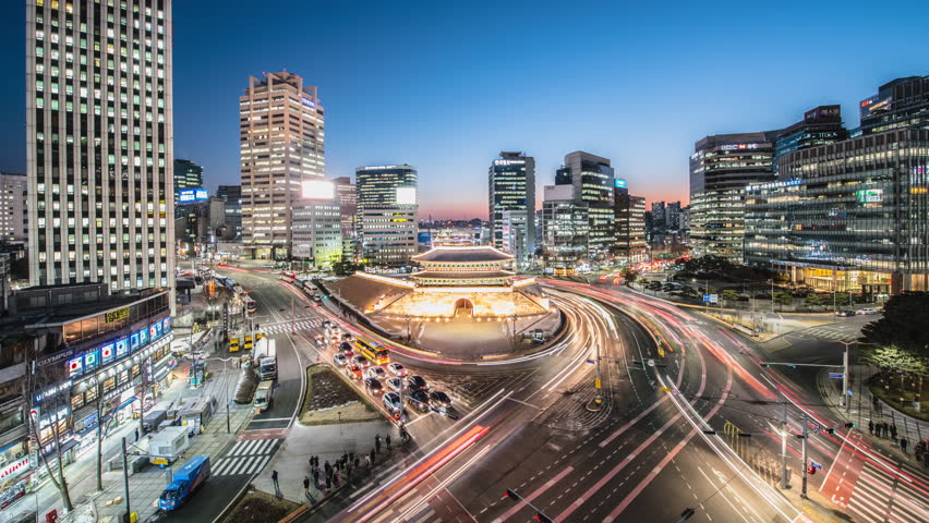 TimeLapse Namdaemun Gate is one of the most popular tourist attractions in Seoul. Royalty-Free Stock Footage #1013193764