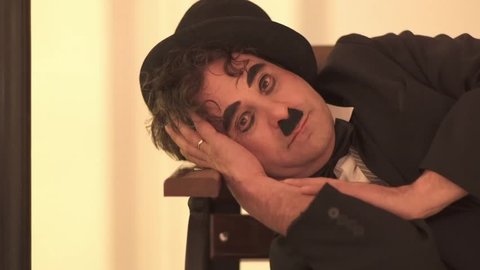 Amsterdam, Netherlands - March 15, 2018: Charlie Chaplin parodie. He was on of the gratest actors of the silent movies