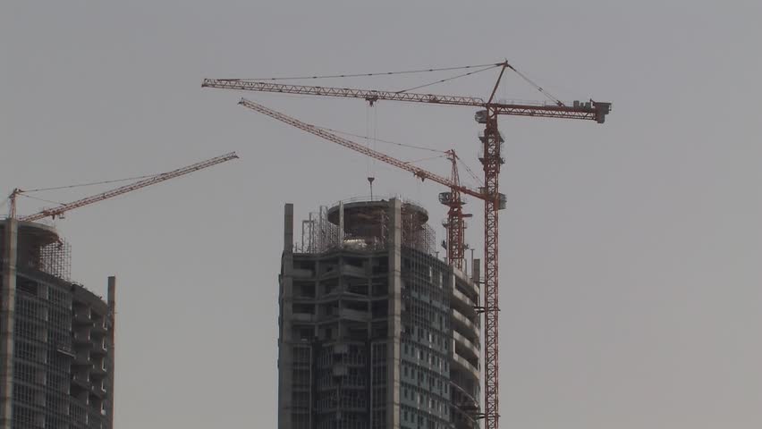 Close up of construction of Julphar Towers in Ras Al Khaimah, UAE.