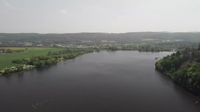 Flying over a lake in Germany with a drone.