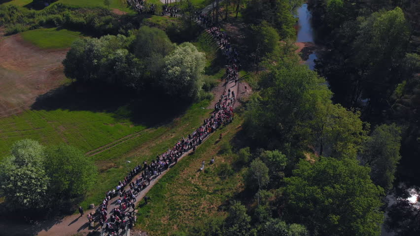 From the celebration of the constitution day in Nodeland, Norway, May 17. 2018 (17. mai 2018). The parade went passed the local church, by the river, and back to the city center.
