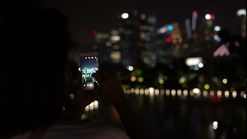 Woman takes a smart city night