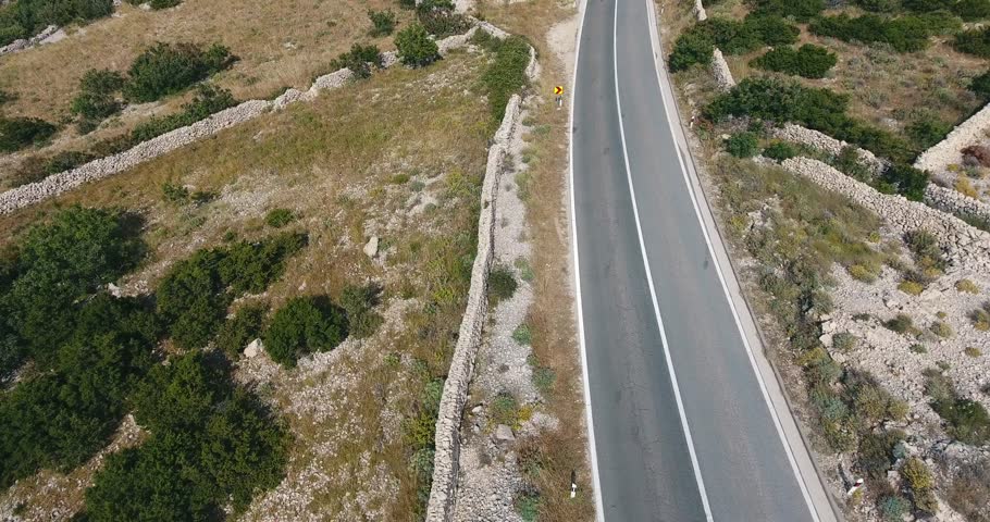 Island road drone shot