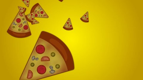 Falling Junk food on yellow background for motion graphics, birthday, advertise etc, falling donuts, falling burger, 
pizza, food pattern background

Falling pizza, donuts for graphics Background.