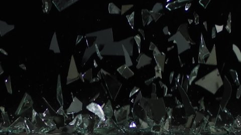 Broken Glass Falling Background Slow Motion Stock Footage Video (100%