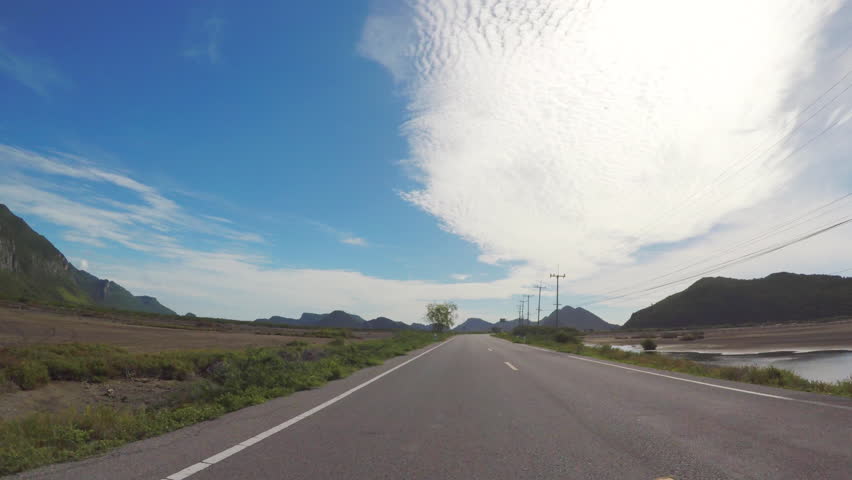 Front Driving Plate : Main Road In Khao Sam Roi Yot National Park , Prachuarp Khiri Khan Province , Thailand
