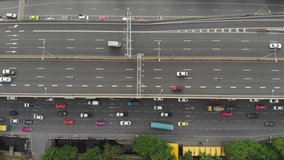 top down view of traffic jam on a car bridge Bangkok  thailand 4K video