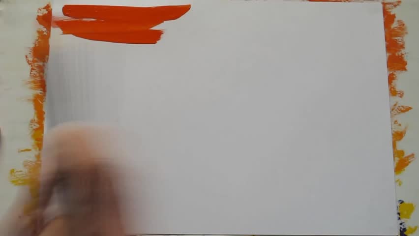 The process of drawing a simple mountain landscape against the sunset with gouache. Video.