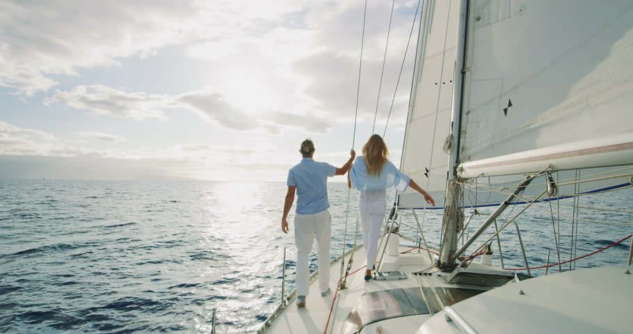 Romantic Couple Sailing Into the Stock Footage Video (100% Royalty-free ...