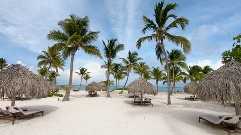 Sri Lanka Island. Resort on the beach, palm trees and white sand. The best beach resort. Sun umbrellas and beach loungers. 
 Amazing hotel beach background