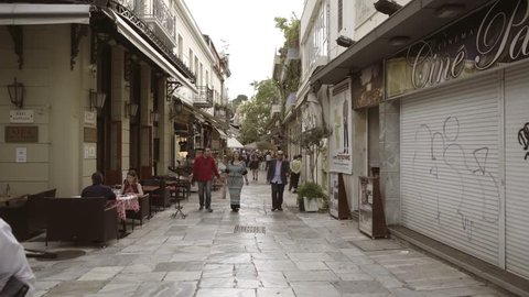 Sept 2017 Athens, Greece.
Walking along the ancient streets of Athens with shops and bistros
About athens, plaka, shopping, street, market, sicily, ermou, people, greece, travel, square, summer, taorm
