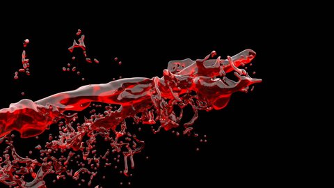 Water splash, red liquid slow motion