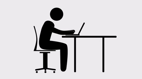 Fun animation of a man having problem with his computer