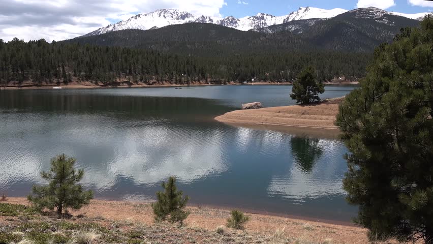 Pikes Peak Panorama. The beautiful scenic view from top of the Pikes Peak Mountains in Colorado Spring, Colorado, USA