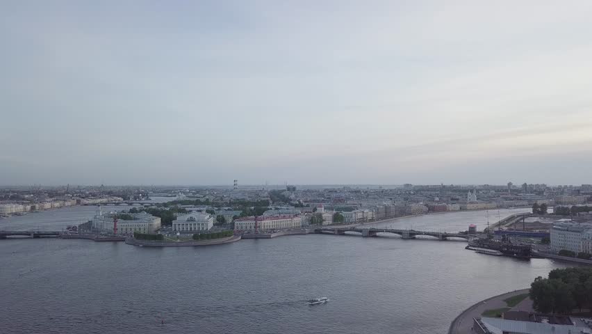 view of the center Saint Petersburg Rostral column Old Stock Exchange 4K