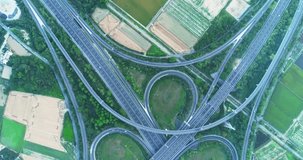 aerial view of turbine road highway interchange in tainan