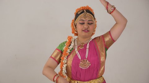 Indian Girl Performing Traditional Bharat Natyam Stock Footage Video ...