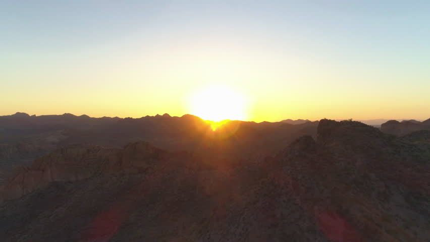Aerial Footage of Arizona Sunset in Mountain Range