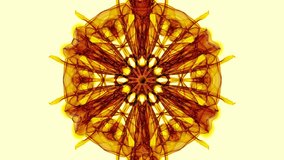 Gold fractal patterns on beige background, live fractal video, mandala for harmony obtaining