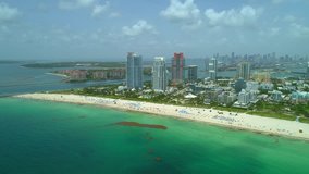 Aerial approaching Miami Beach drone footage 4k