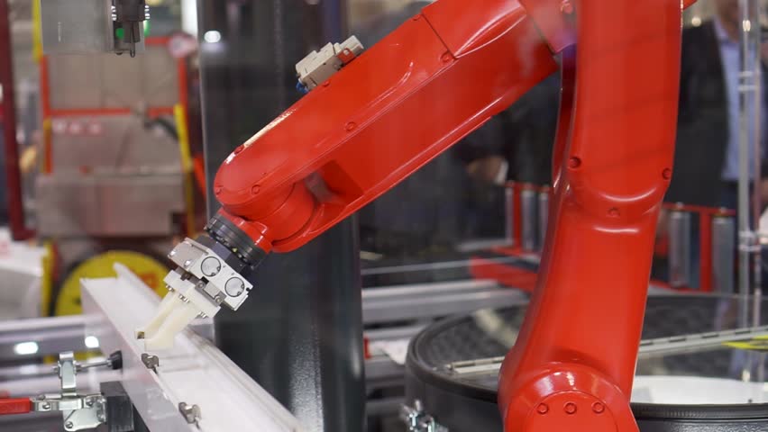 Robotics work in production line of plastic windows at factory Royalty-Free Stock Footage #1013358986