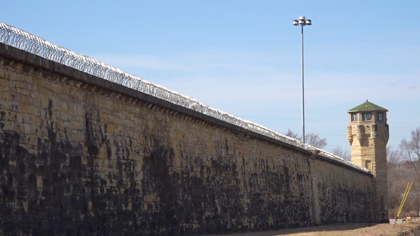 CHICAGO, ILLINOIS - CIRCA 2017 - Establishing shot of the defunct old Joliet prison near Chicago, Illinois.