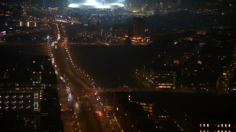Timelapse video of Rotterdam from a high building in the afternoon with the river Maas and the skyline
