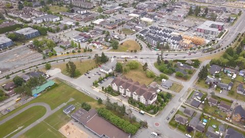 Upwards Reveal 4k Aerial Drone Shot of Cloverdale, Surrey, BC, Canada