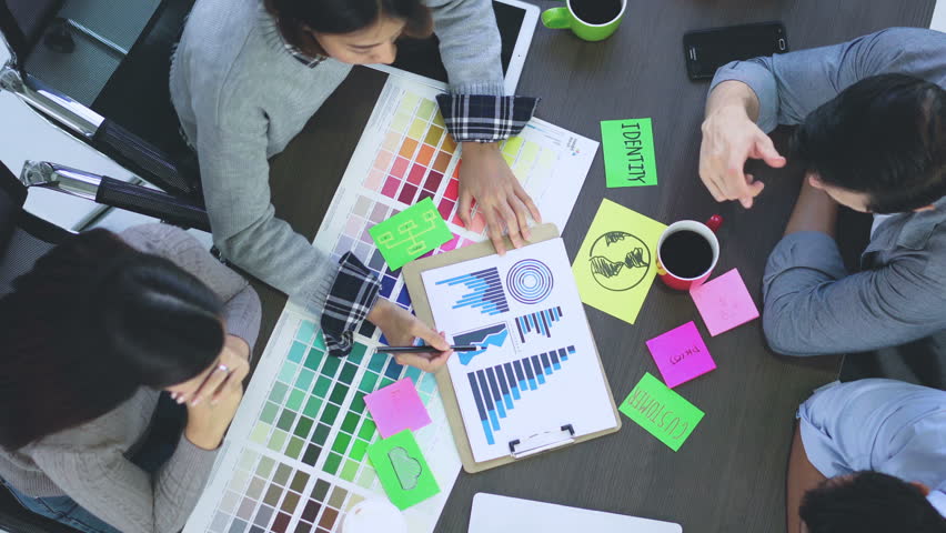 creativity business ideas concept with group of designer brainstorm in beautiful deisgn office office for best result solution for success goal