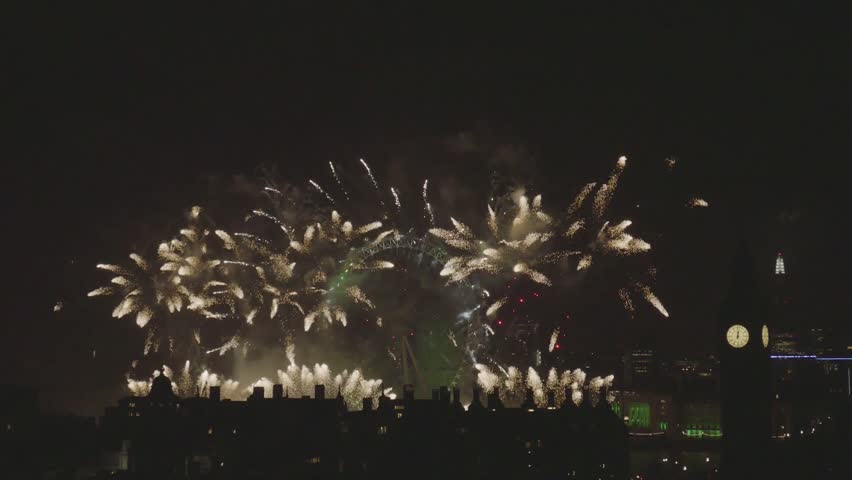 London, United Kingdom (UK) - 01 01 2017: The Mayor of London's New Year Fireworks Display