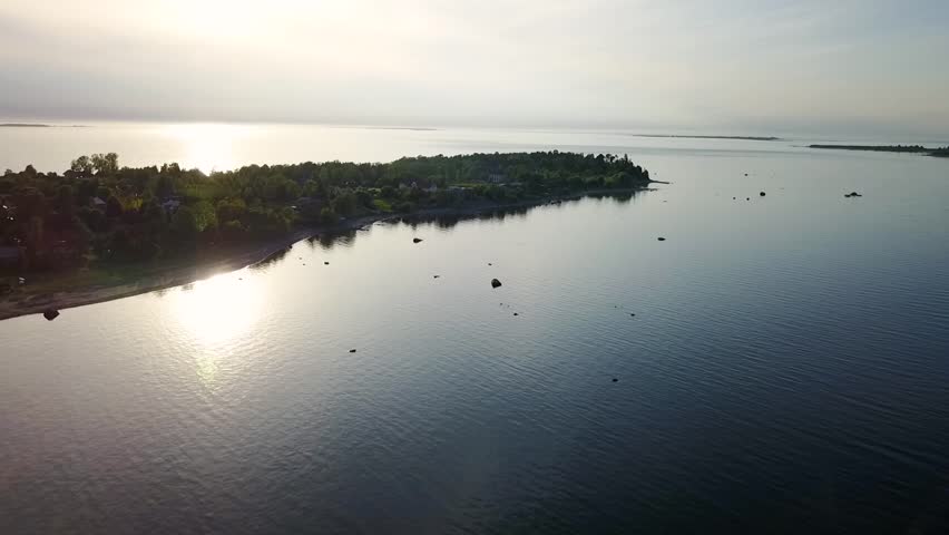 Flying with drone over the sea.