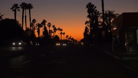 Professional video of POV driving a car at sunset in California in slow motion 180fps
