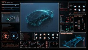 Rotating Electronic, hybrid, lithium ion battery echo car. transparency view in Digital futuristic display interface. eco-friendly future car. 4k movie.1. - Powered by Shutterstock - Get 15% off with code: PIKWIZARD15