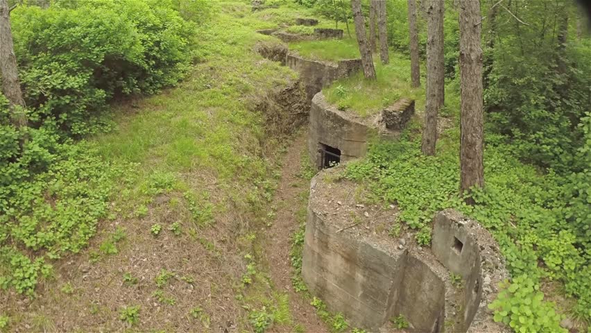 Aerial view of Great War trenches at Monfalcone, Italy