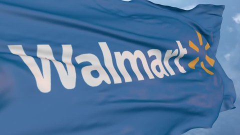Walmart company logo. Editorial animation