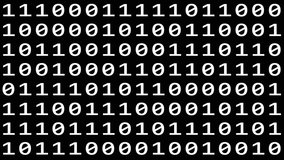 Loopable: Sharp white binary digital code abstract background with randomly changing zeros and ones isolated on black. (av42996c)