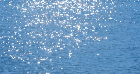 Shining Flikers on Blue Wavy Water Background. Beautiful Natural Pattern in Sunny Day on the Sea