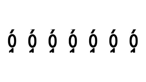 Black numbers of the counter on white background displays one million, 3d animation.