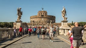 Castel Sant'Angelo (Castle of the Holy Angel), Rome, Italy. Hyper lapse video.