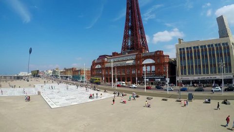 Aerial footage of Blackpool Tower and surrounding areas