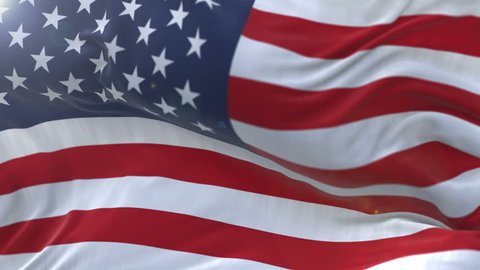 seamless American Flag Slow Waving with visible wrinkles.Close up of UNITED STATES flag.usa,A fully digital rendering,The animation loops at 20 seconds.alpha channel included. cg_06288_4k