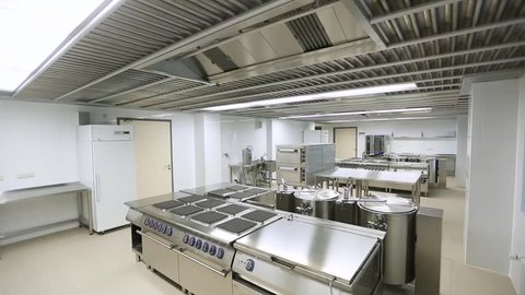 panoramic view of the industrial kitchen of the restaurant