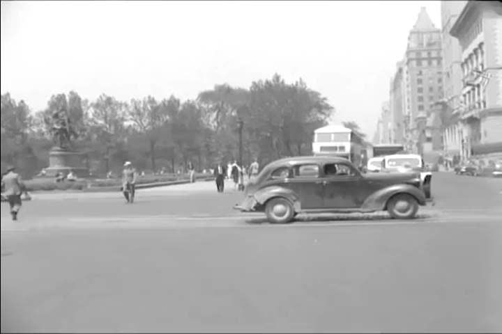 CIRCA 1940s - Driving the streets of New York City in 1945