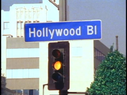 HOLLYWOOD, 1982, Hollywood Boulevard street sign, close up