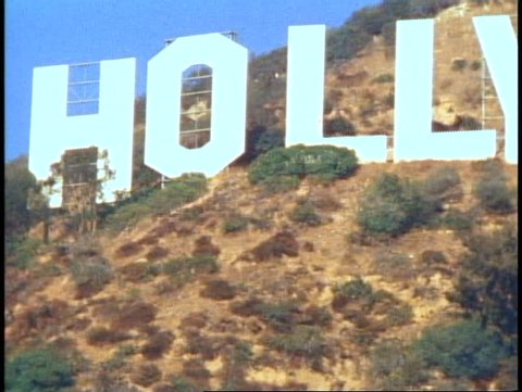 HOLLYWOOD, 1982, Hollywood sign, close up, zoom out, classic shot